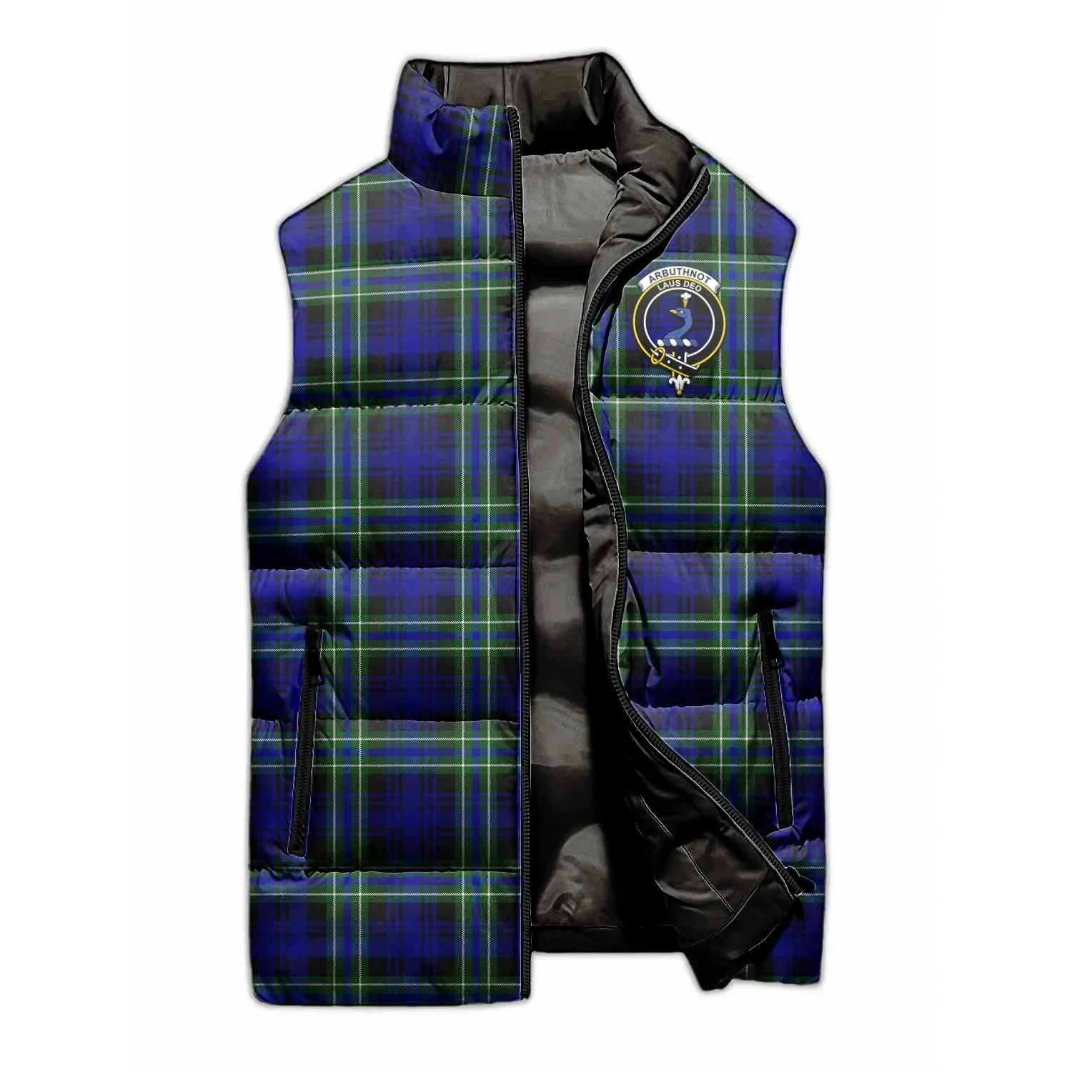 Arbuthnot Modern Tartan Sleeveless Puffer Jacket with Family Crest