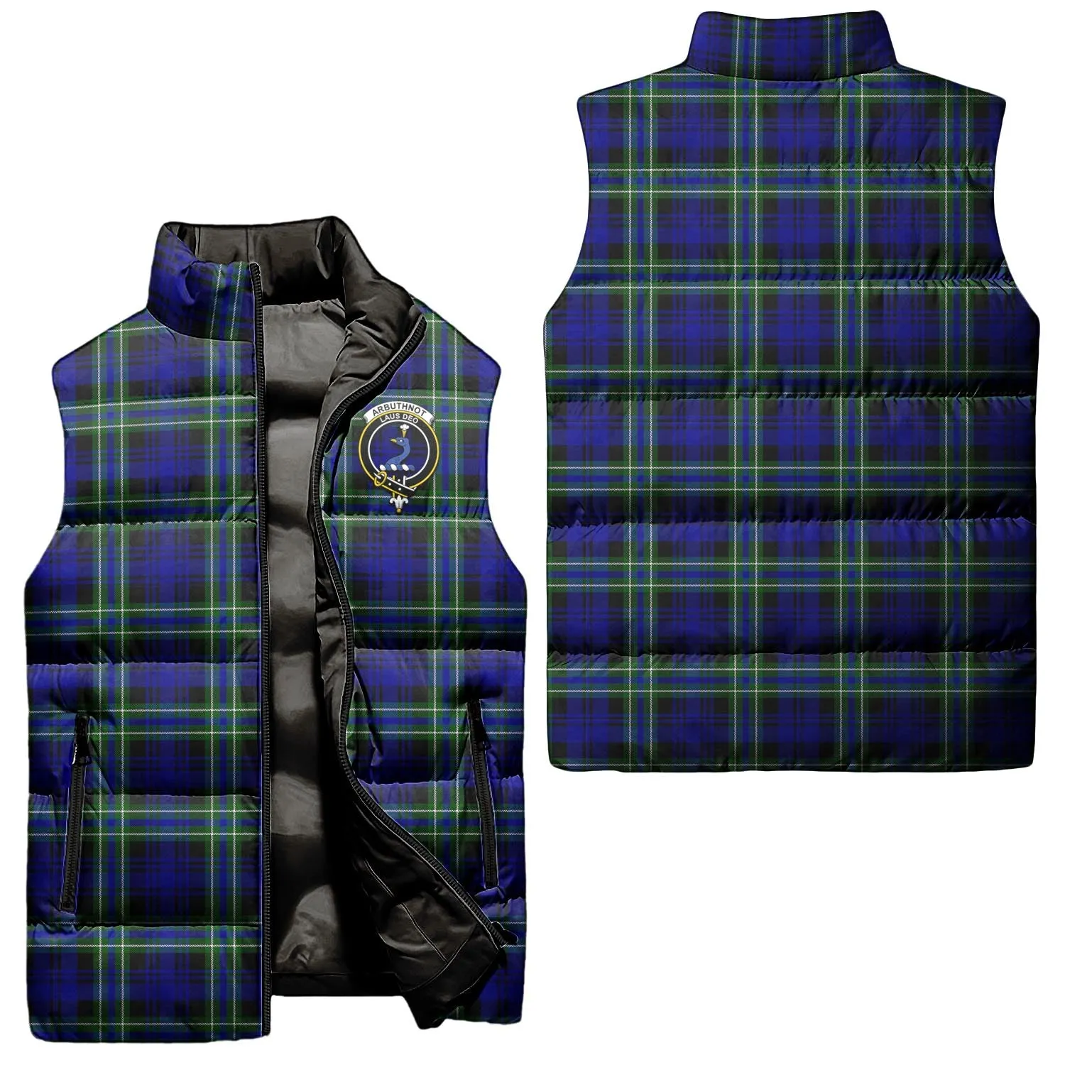 Arbuthnot Modern Tartan Sleeveless Puffer Jacket with Family Crest