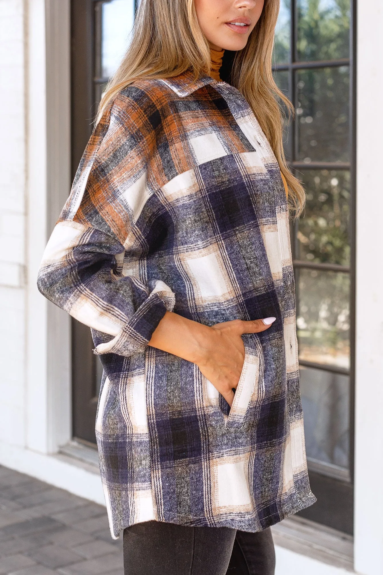 Ashley Plaid Navy Shacket