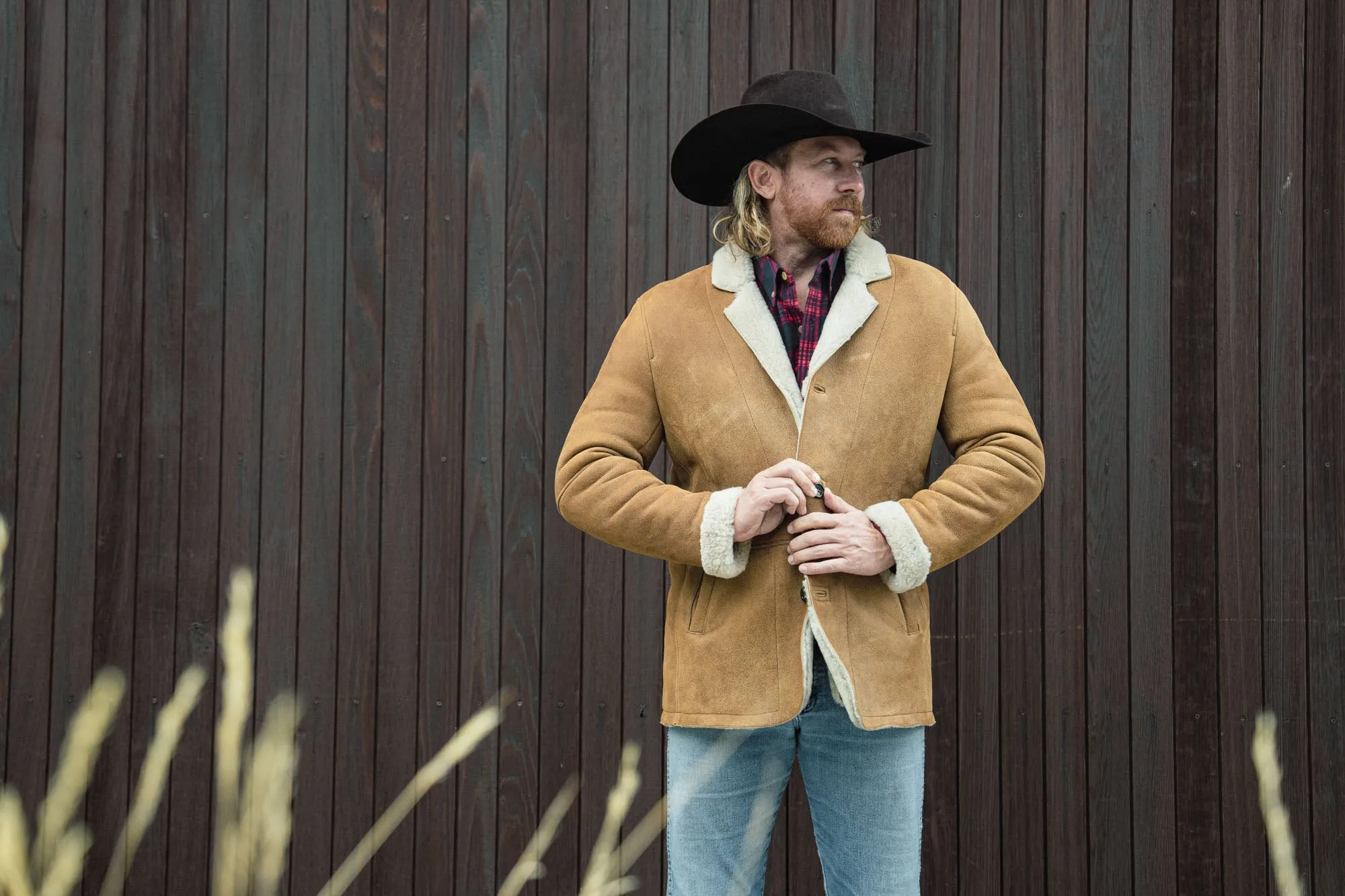 Big Sky Shearling Leather Blazer | Sandstone Brown