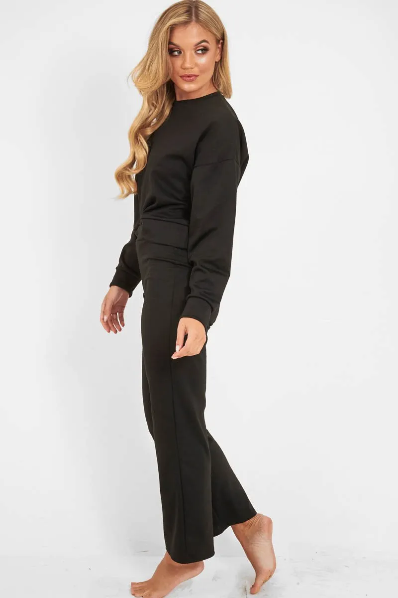 Black Sweatshirt Slim Jogger Tracksuit - Erieanna