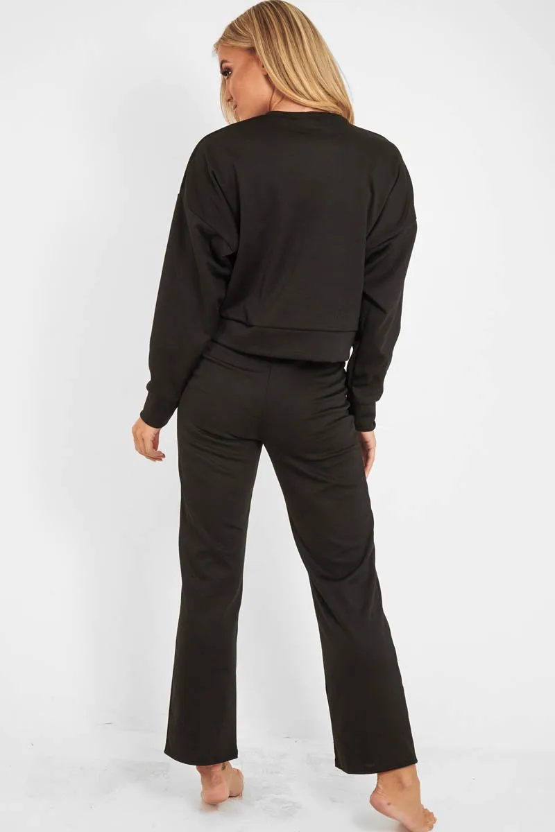 Black Sweatshirt Slim Jogger Tracksuit - Erieanna