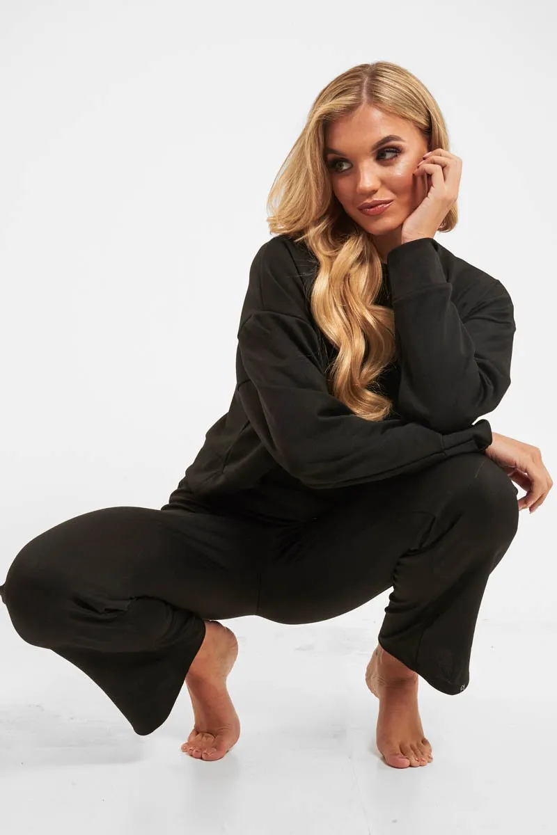 Black Sweatshirt Slim Jogger Tracksuit - Erieanna