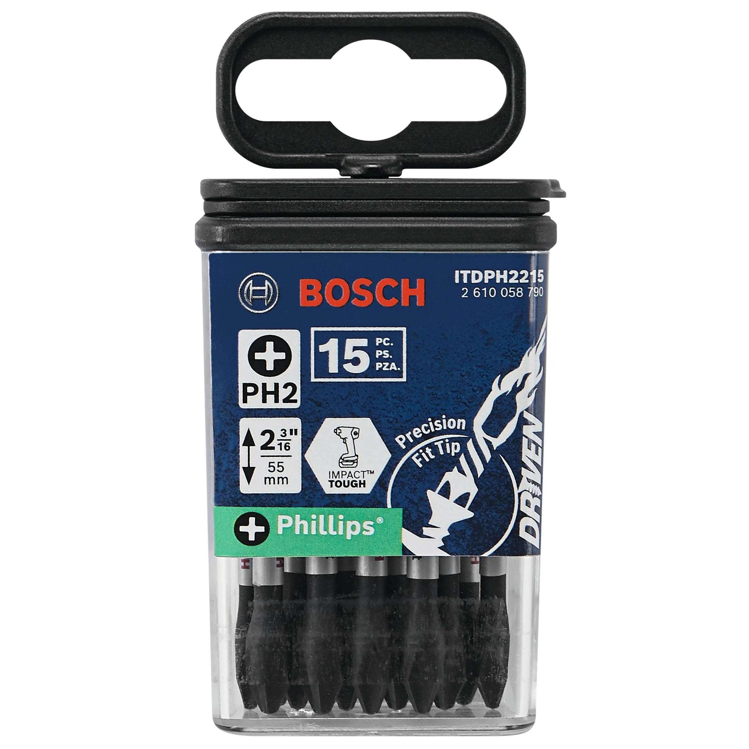 BOSCH ITDPH2215 15 pc. Driven 2 In. Impact Phillips® #2 Power Bits