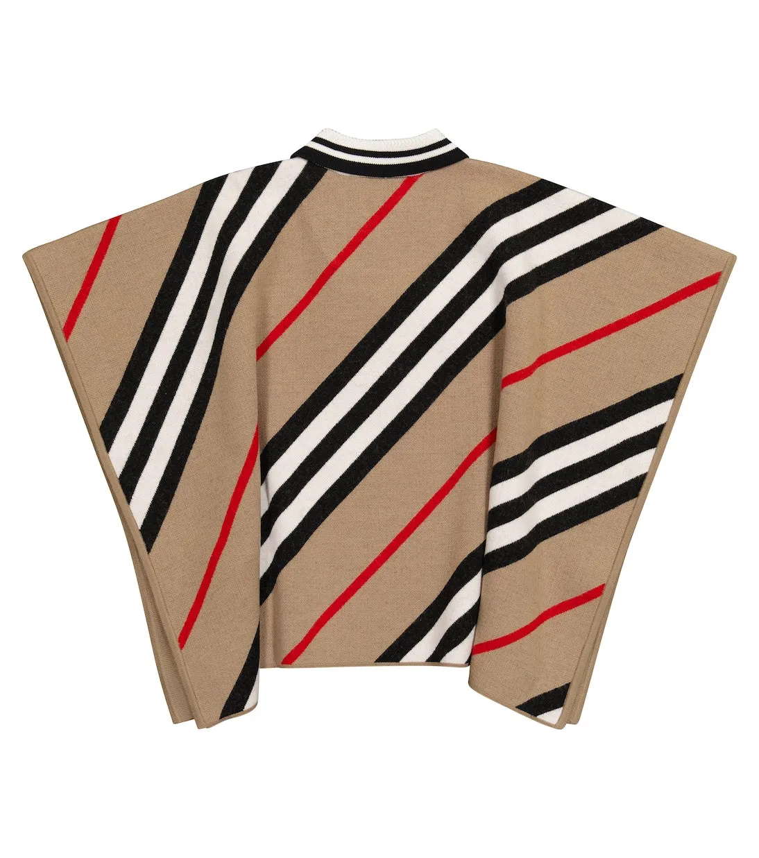 Burberry wool blend icon stripe cape, beige