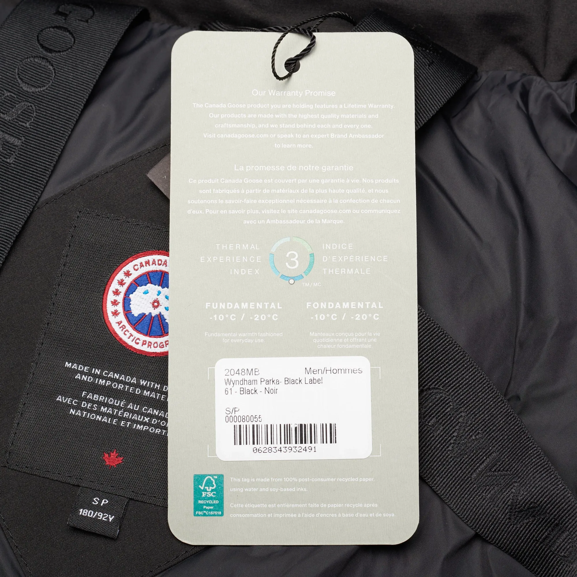 CANADA GOOSE Wyndham Parka Black Label 2048MB 61 Black Down Jacket Coat NEW XL