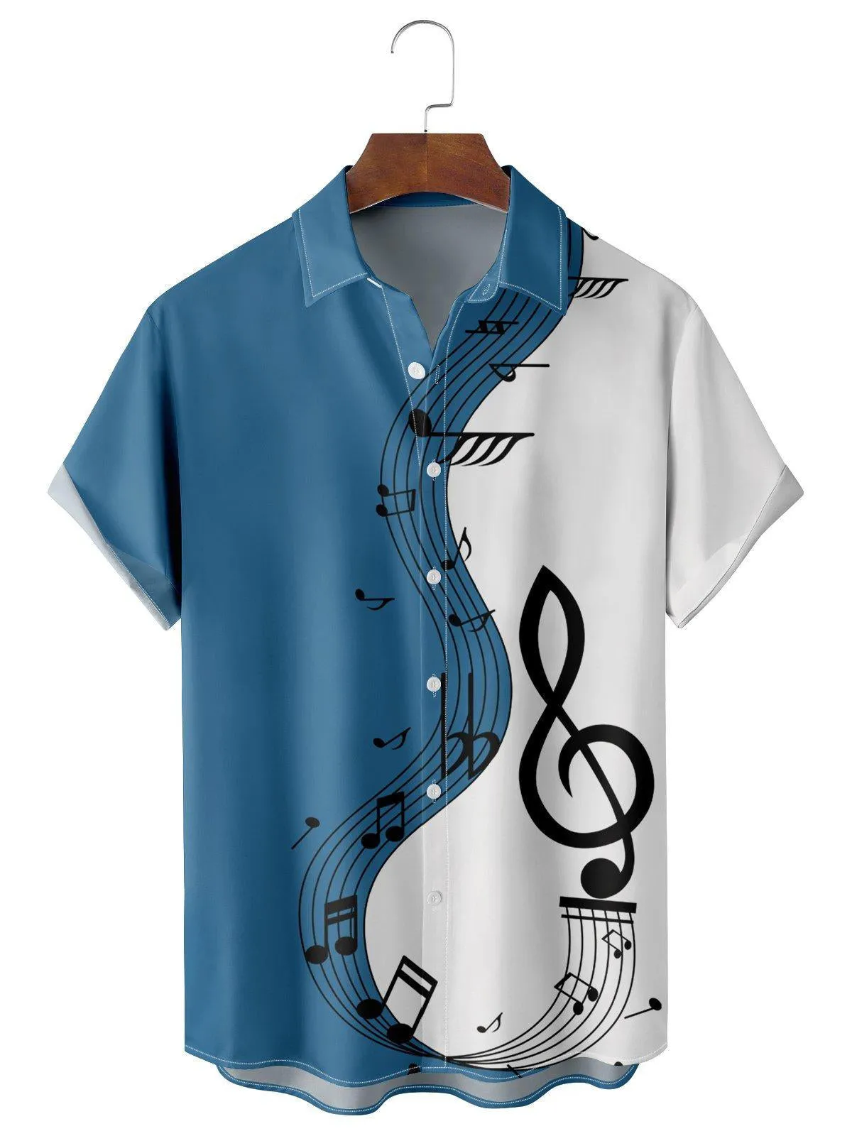 Casual Music Symbol Patchwork Print Men's Shirts