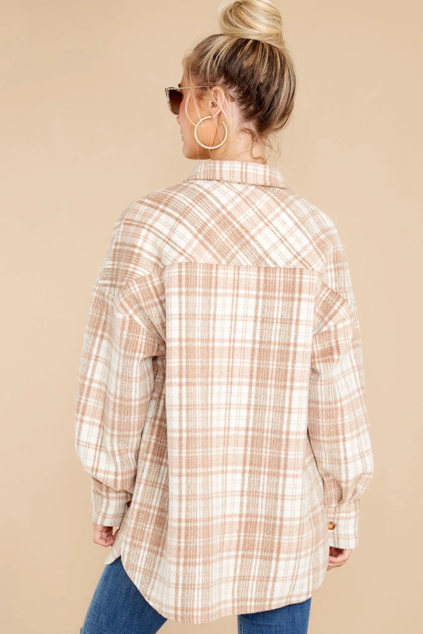 Casually Cozy Camel Multi Plaid Shacket