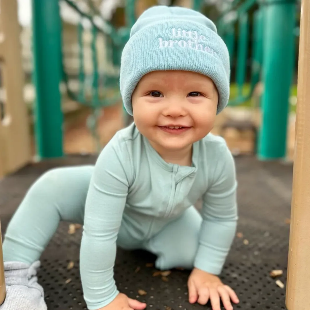 Child Beanie - Little Brother - Baby Blue w/ White