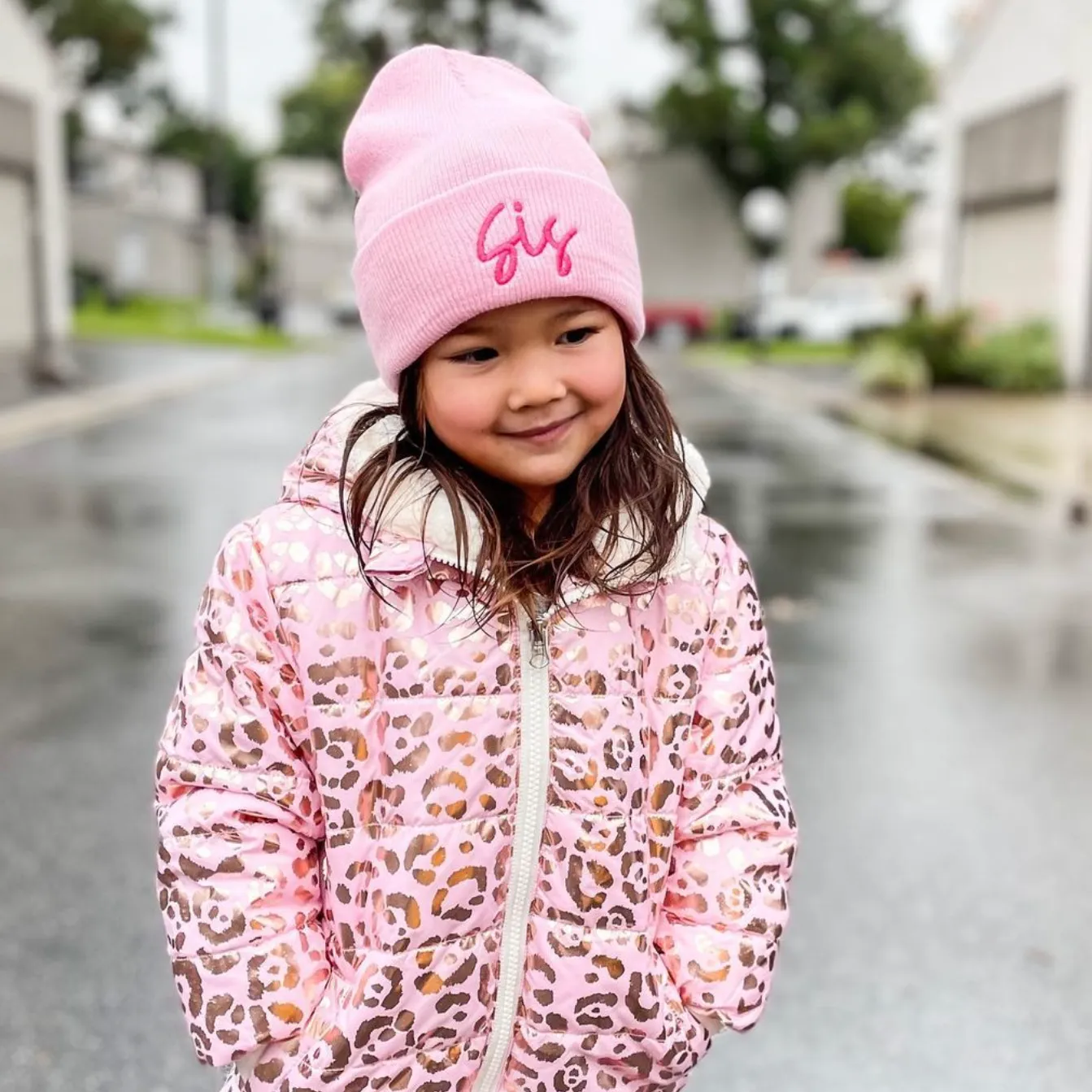 Child Beanie - SIS - Light Pink w/ Hot Pink