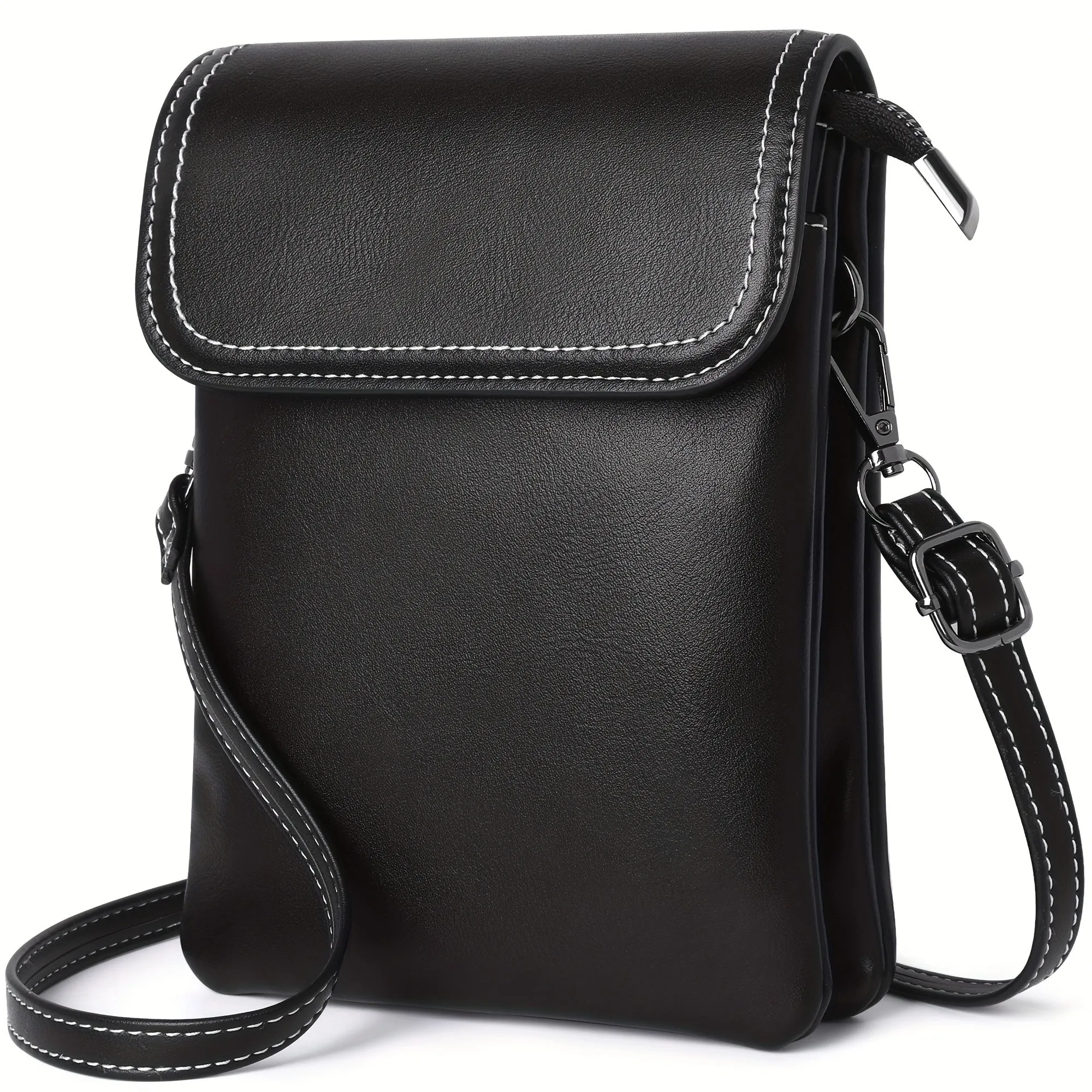 Compact Small Crossbody Phone Bag - Magnetic Closure, Adjustable PU Leather Purse with Shoulder Strap, Polyester Lining, and Casual Style for Women