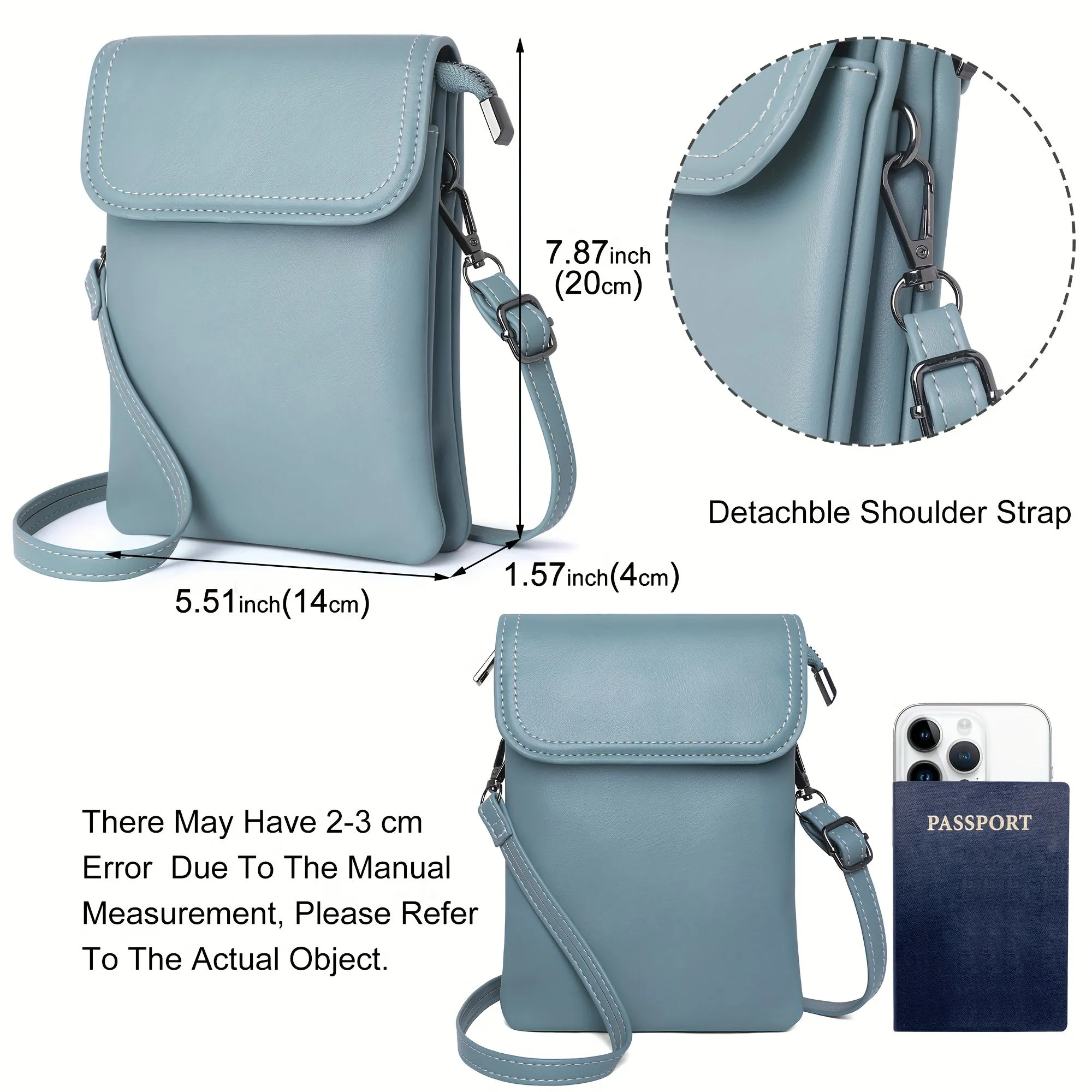 Compact Small Crossbody Phone Bag - Magnetic Closure, Adjustable PU Leather Purse with Shoulder Strap, Polyester Lining, and Casual Style for Women