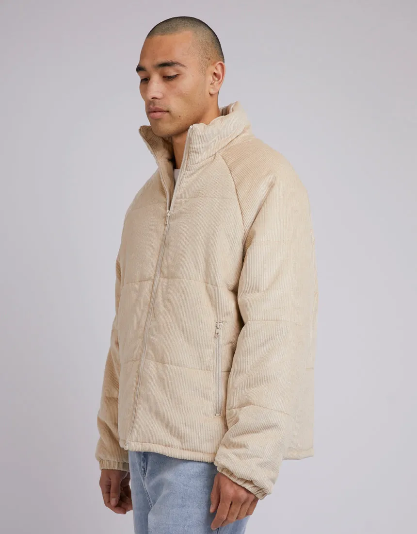 Cord Puffer Jacket Tan