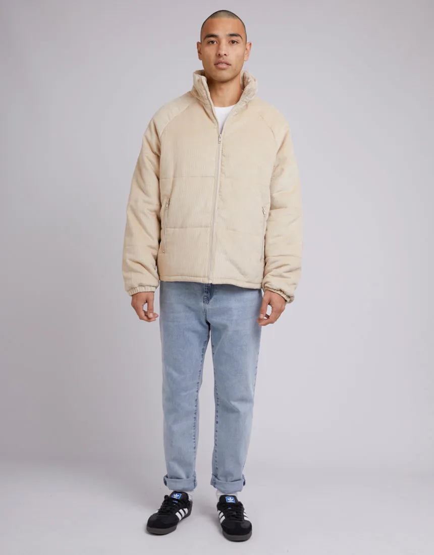 Cord Puffer Jacket Tan