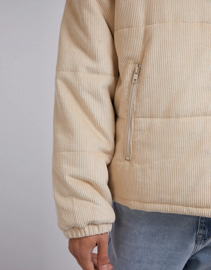 Cord Puffer Jacket Tan