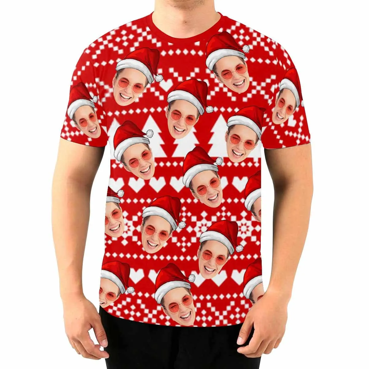 Custom Face Christmas Men's T-shirt