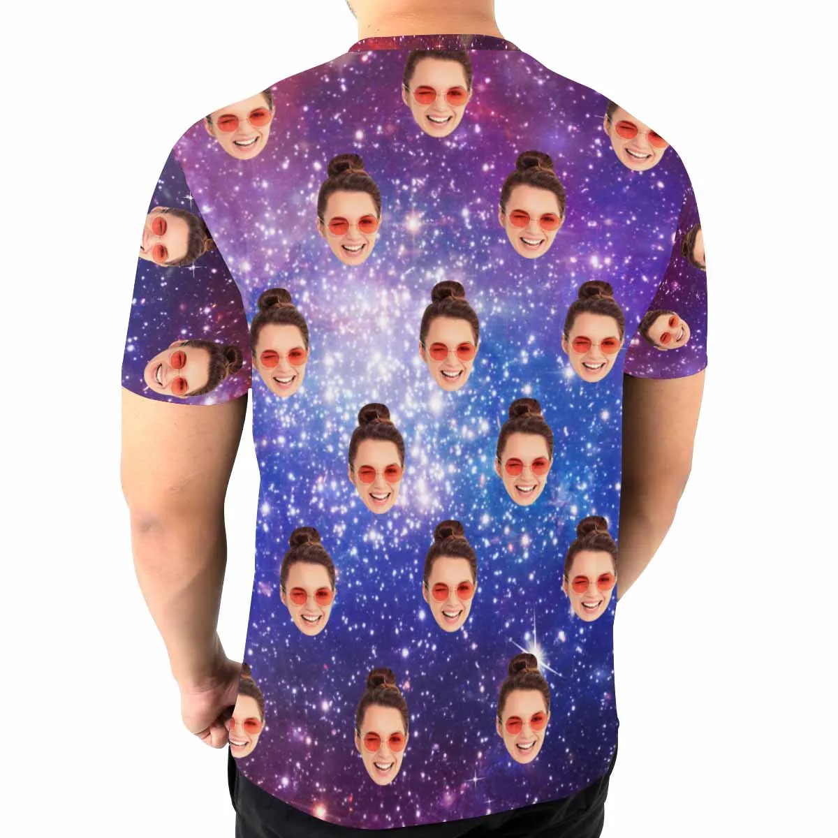 Custom Face Starry Sky Men's T-shirt