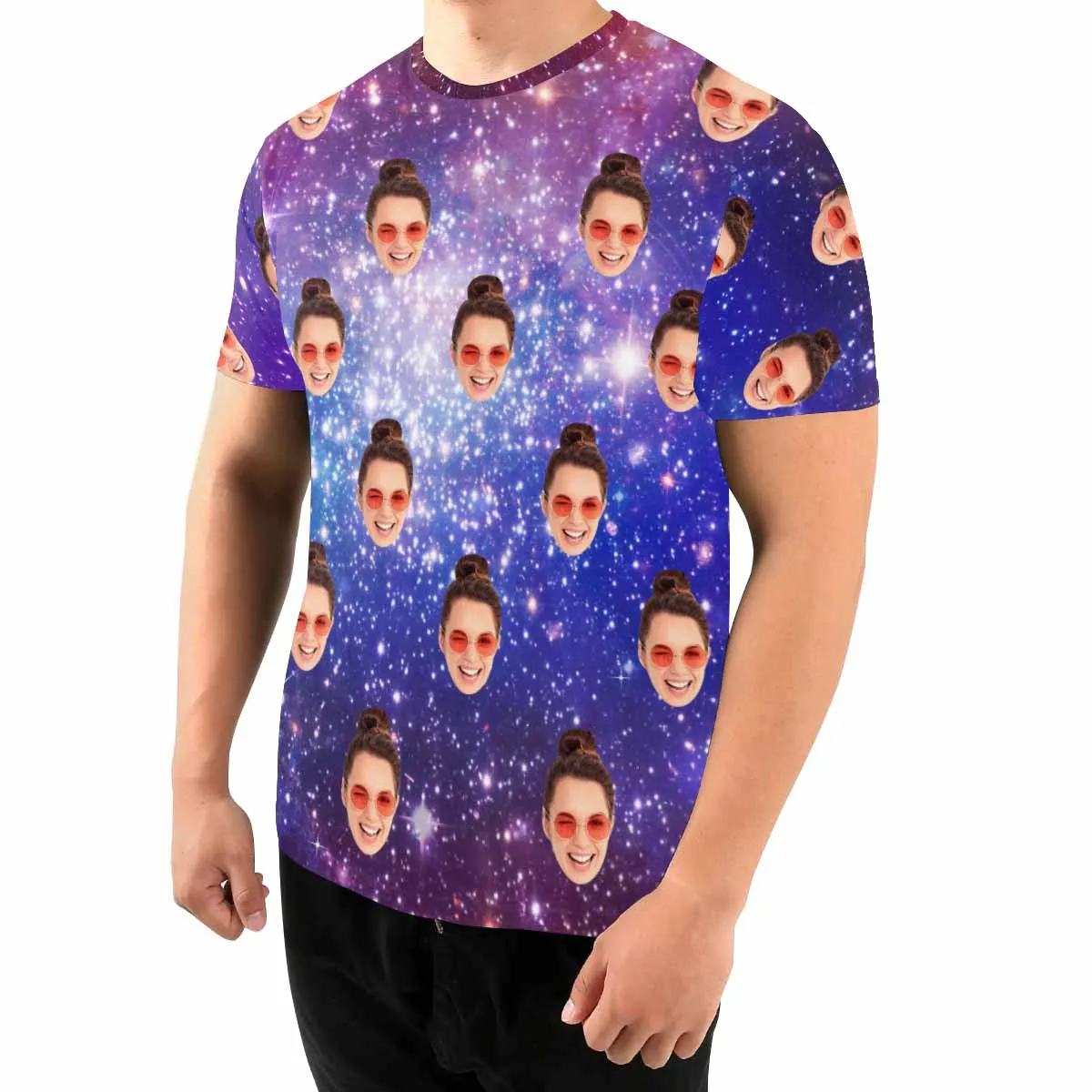 Custom Face Starry Sky Men's T-shirt