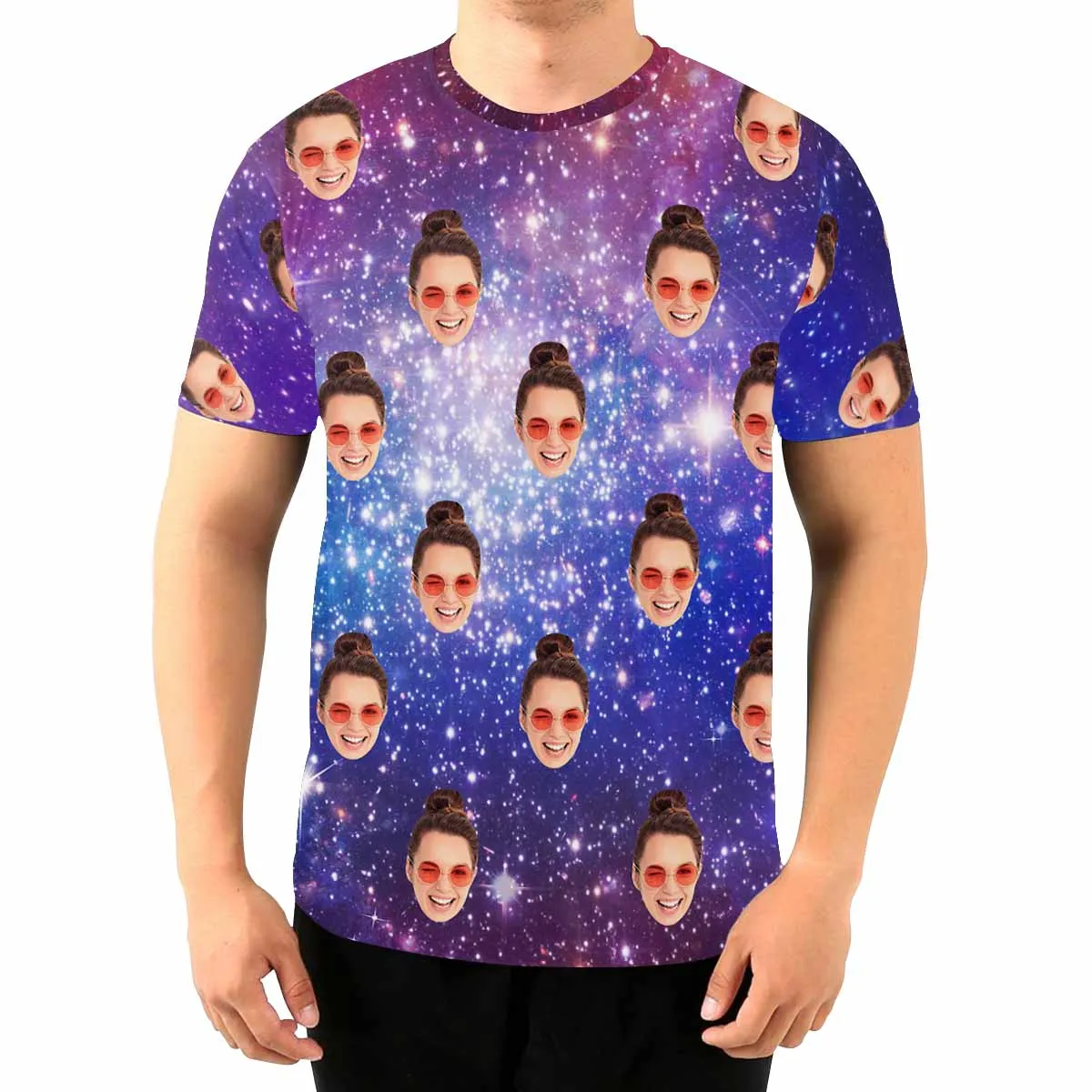 Custom Face Starry Sky Men's T-shirt