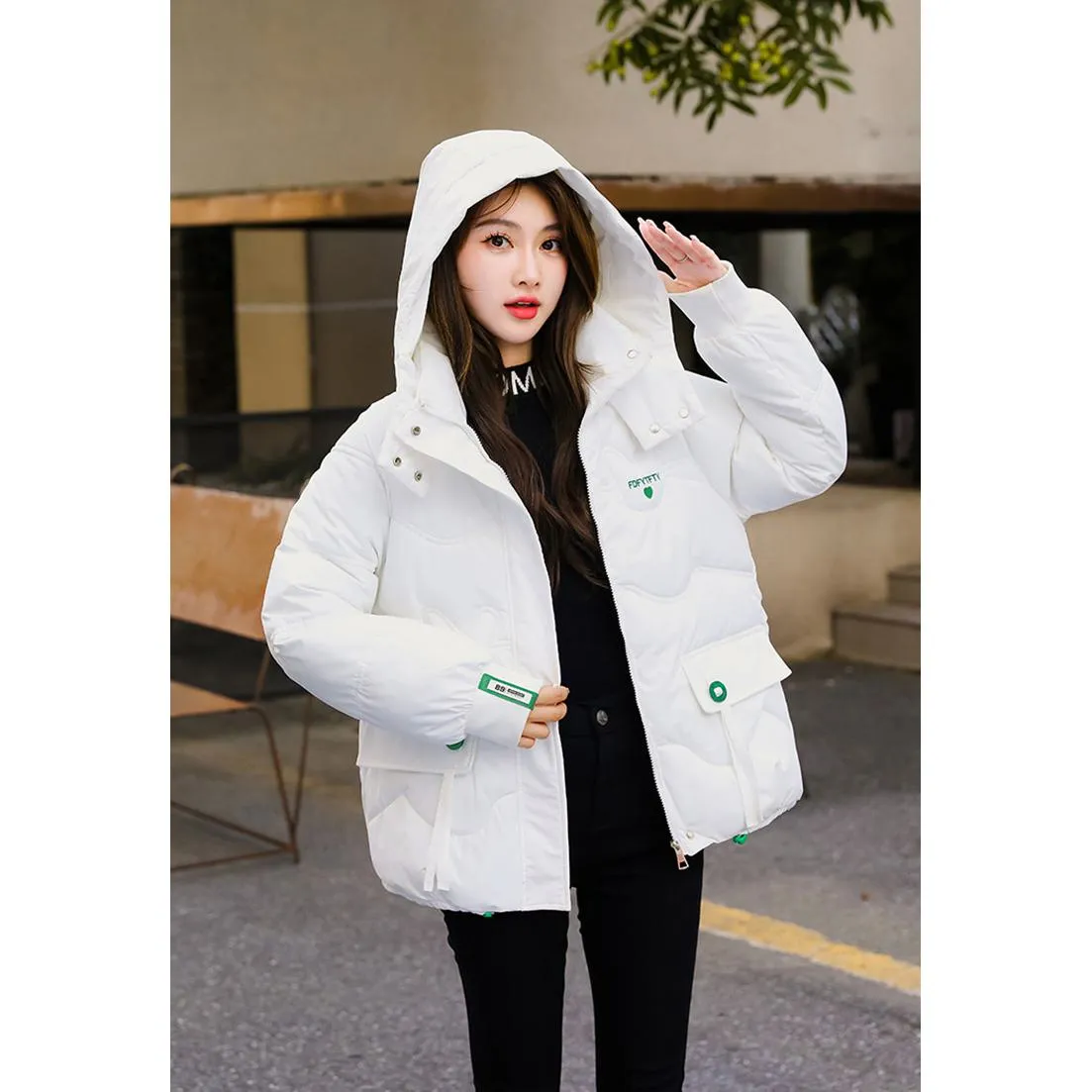 Elastic Banded Cuff Puffer Jacket