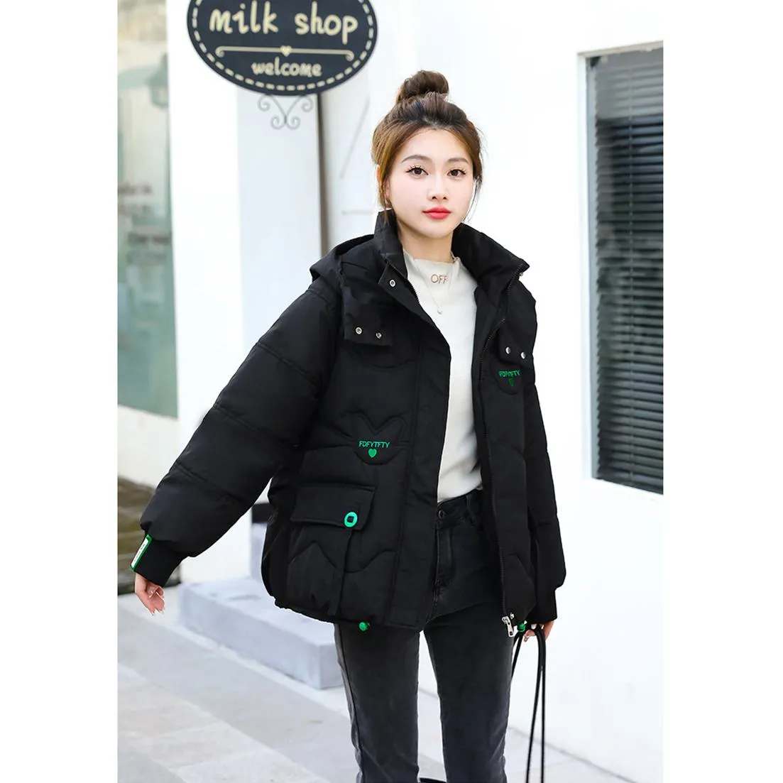 Elastic Banded Cuff Puffer Jacket