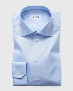 ETON 31007951122 BLUE TEXTURED TWILL SLIM SC SHIRT