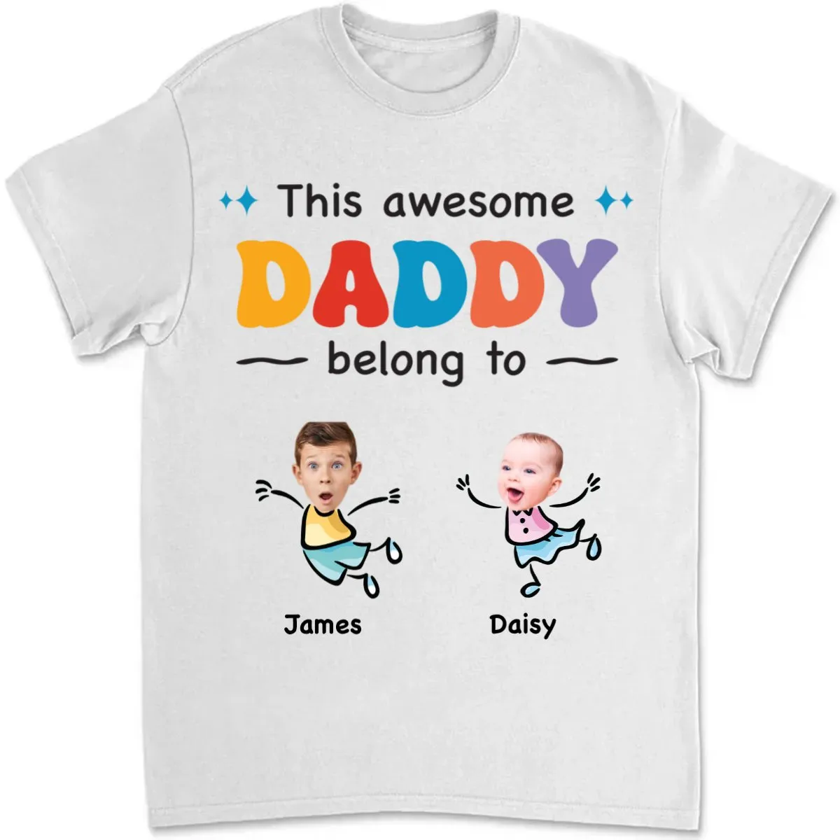 Father - This Awesome Daddy Belongs To - Personalized Unisex T-shirt