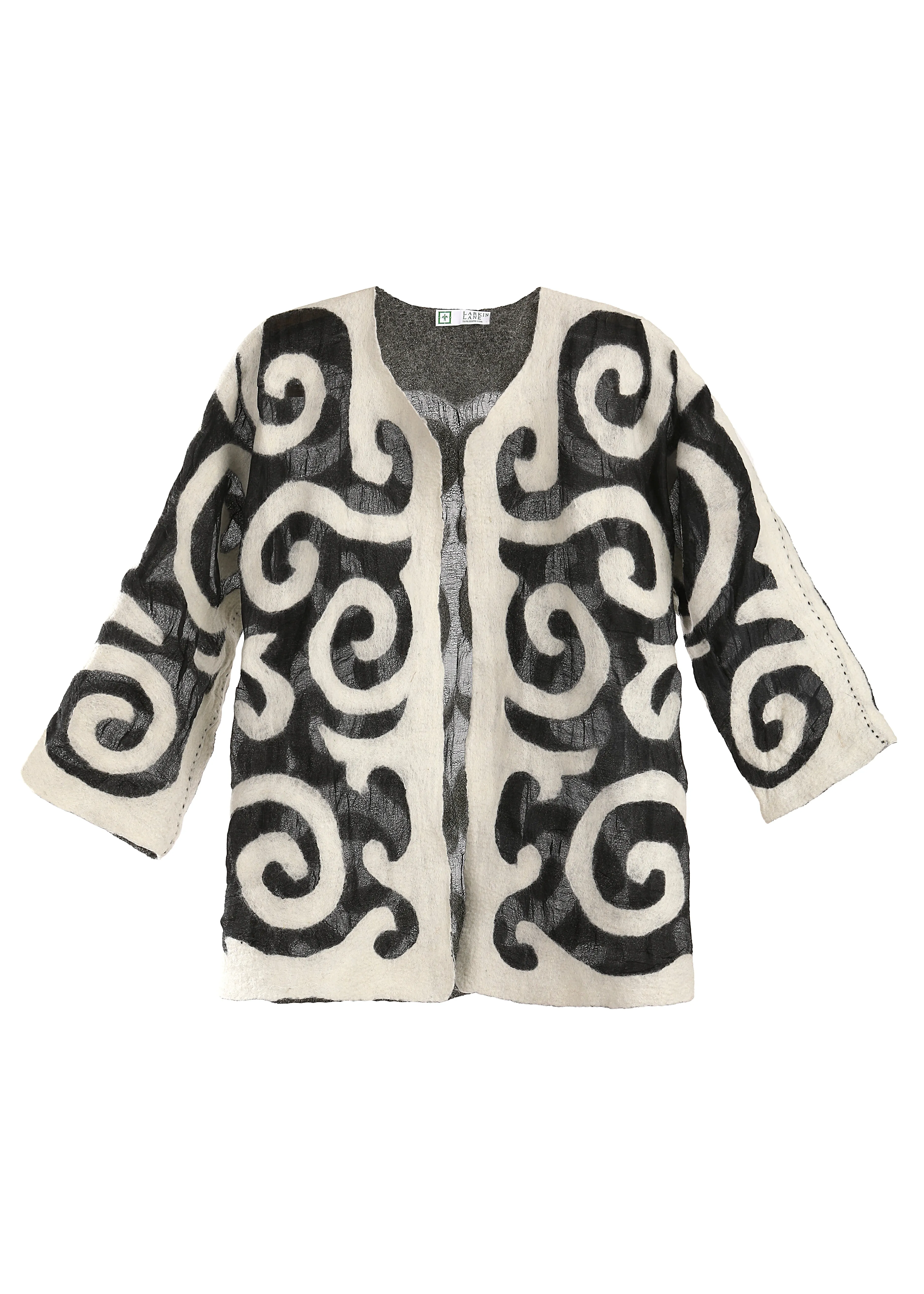 Felted Wool Jacket from Kyrgyzstan - Black, Ivory