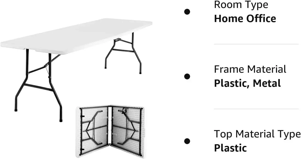 Folding Half Portable Foldable Table for Parties Backyard Events (White, 6 FT 70 * 29) (White, 6 FT)