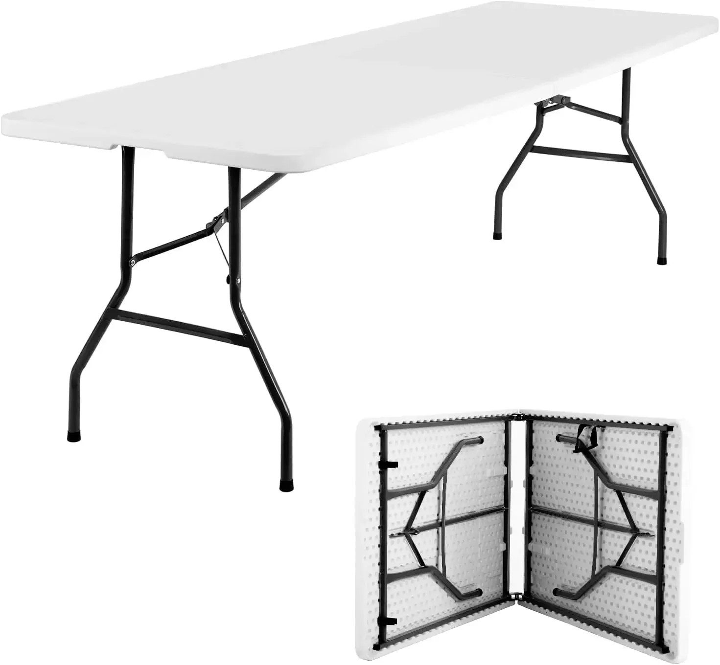 Folding Half Portable Foldable Table for Parties Backyard Events (White, 6 FT 70 * 29) (White, 6 FT)