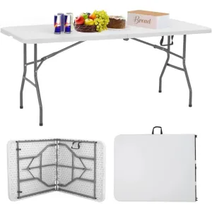 Folding Half Portable Foldable Table for Parties Backyard Events (White, 6 FT 70 * 29) (White, 6 FT)