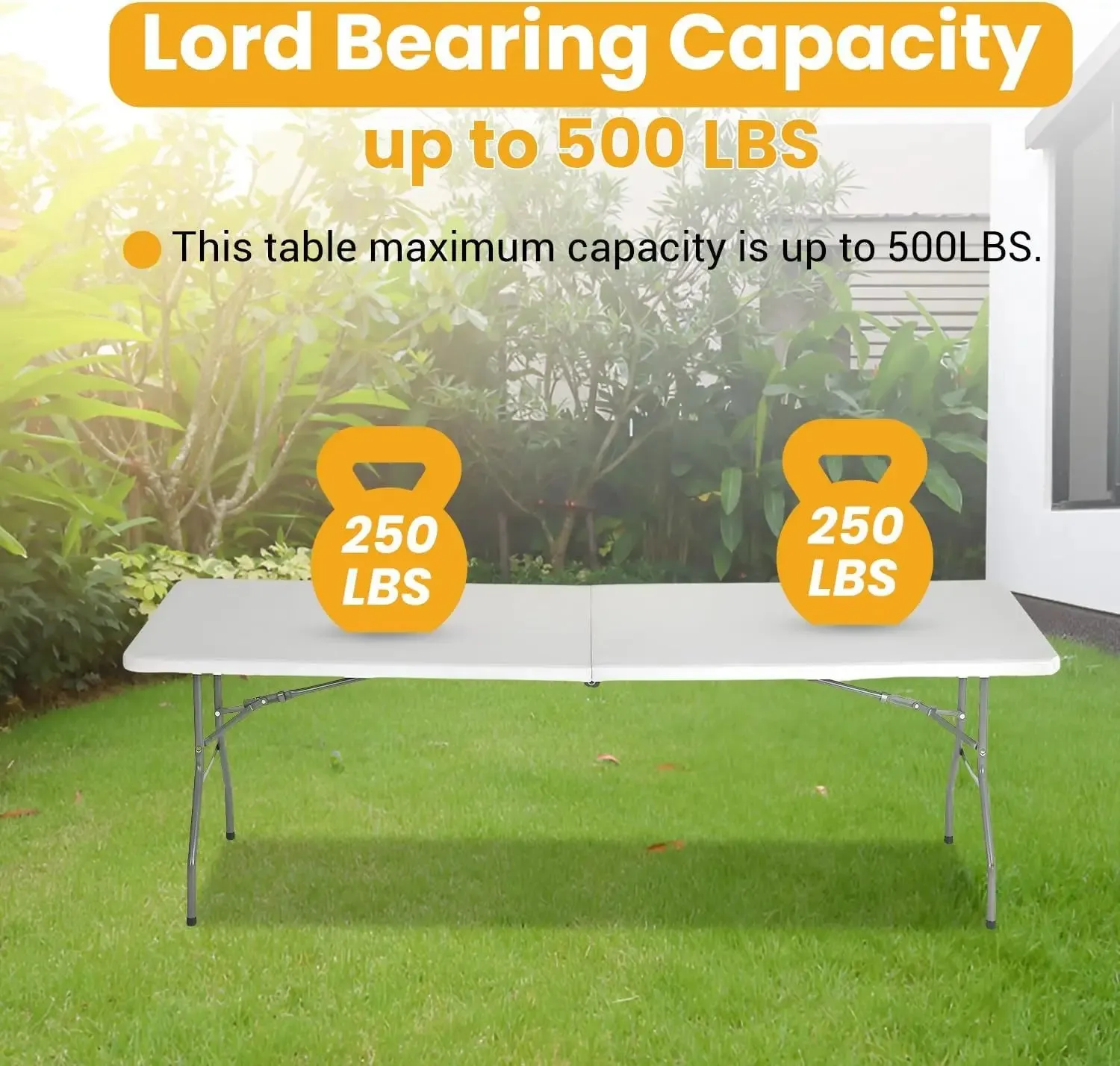 Folding Half Portable Foldable Table for Parties Backyard Events (White, 6 FT 70 * 29) (White, 6 FT)