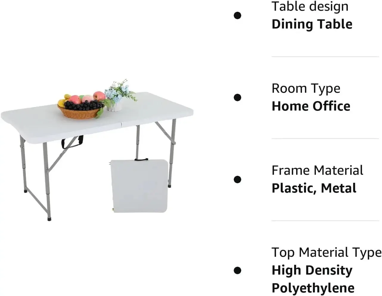 Folding Half Portable Foldable Table for Parties Backyard Events (White, 6 FT 70 * 29) (White, 6 FT)