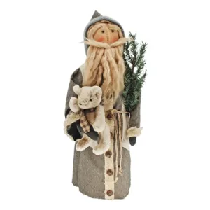 Gray Coat Santa with Teddy Bear