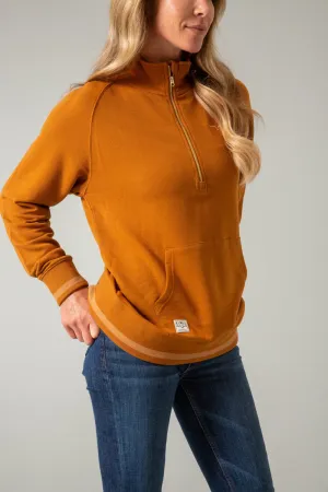 Kimes Ranch Womens Hazer Quarter Zip Work Wear Brown Cotton Blend Sweatshirt