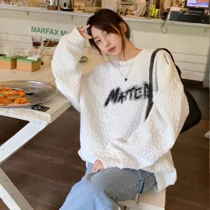 Letter Pullovers Korean Style Women's Hoodies Autumn Spell Color Printing Casual Female Streetwear Loose O-neck Hoodies