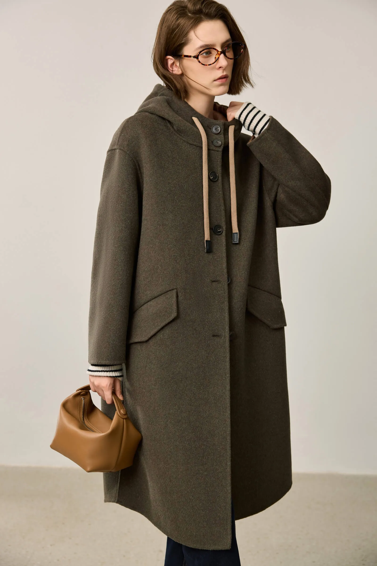 LILY Lambswool Hooded Double-Faced Coat