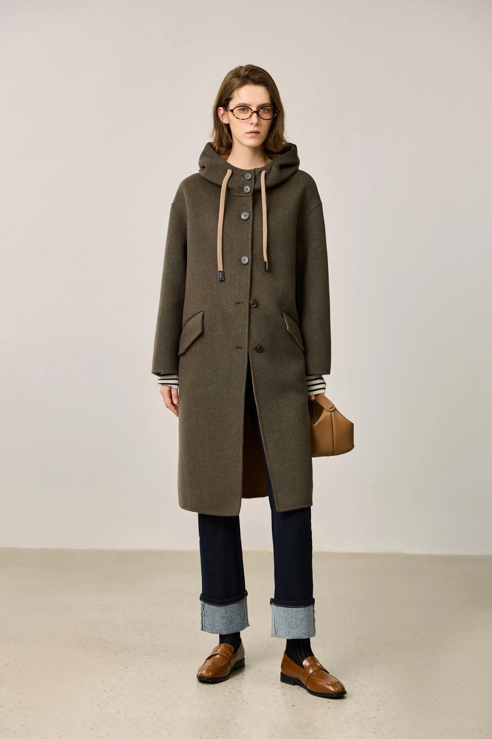 LILY Lambswool Hooded Double-Faced Coat