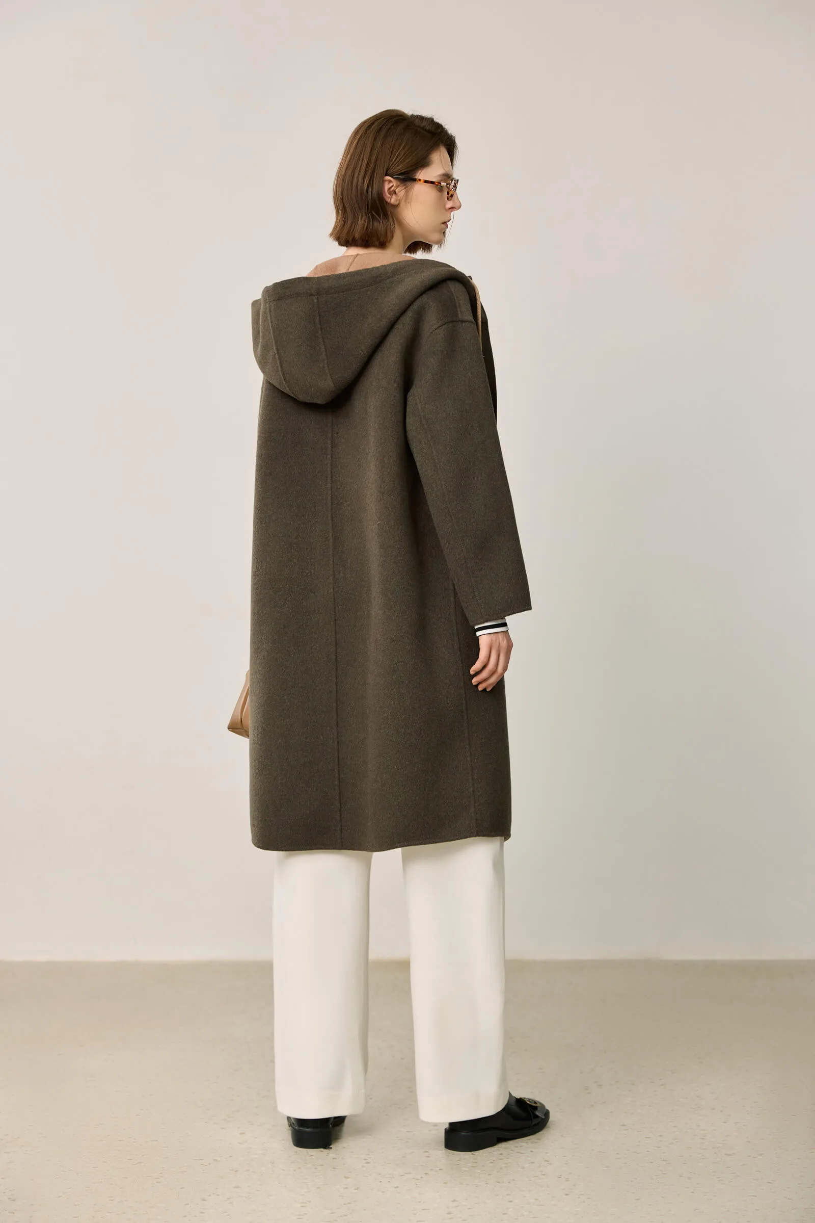 LILY Lambswool Hooded Double-Faced Coat