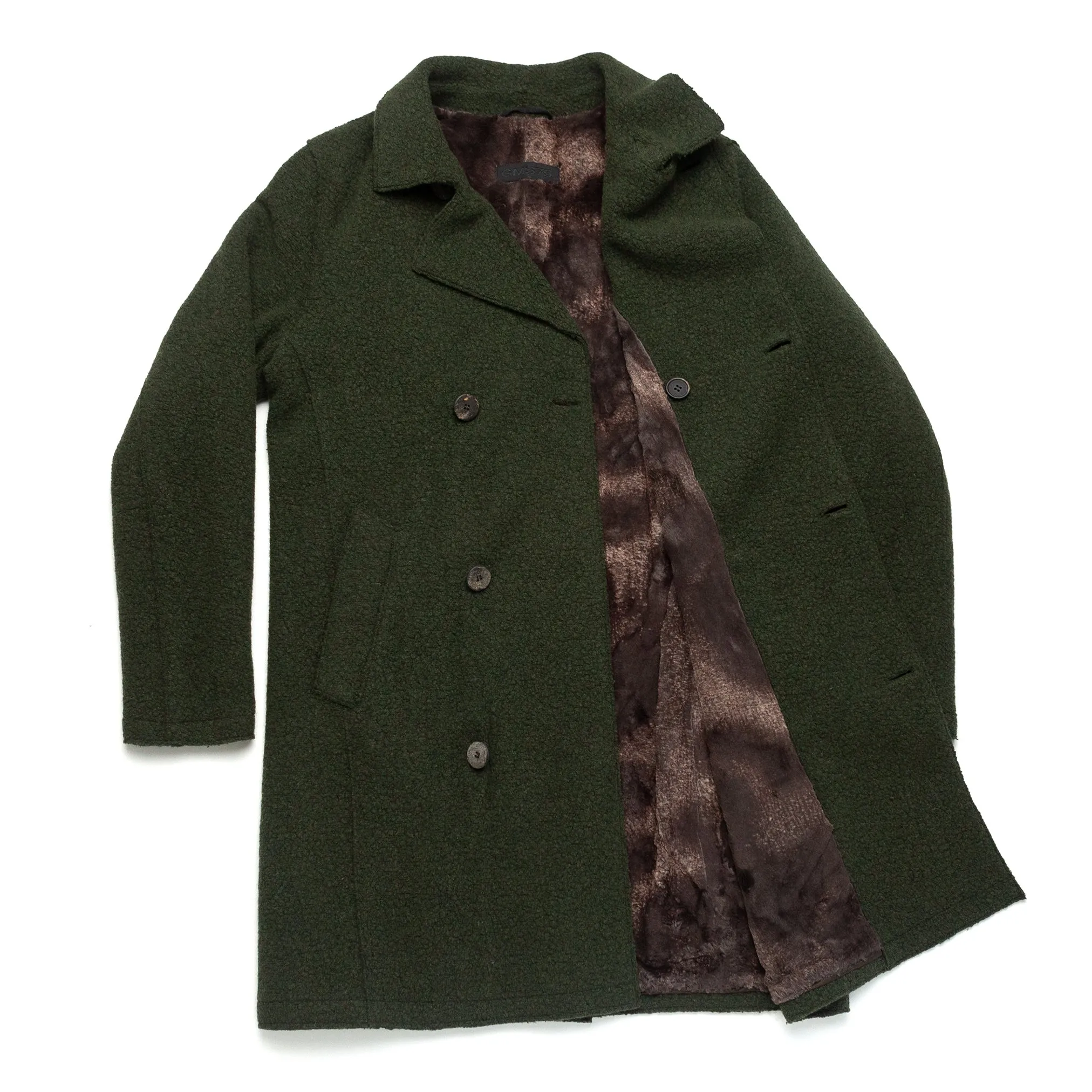 Lined Double Breasted Coat in Forest Green