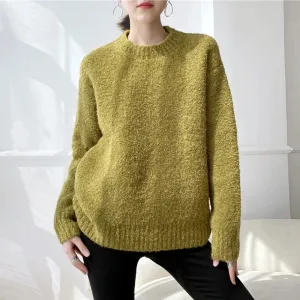 Loose Knitting Sweater For Women Round Neck Long Sleeve Solid Minimalist Casual Korean Pullover Female Autumn