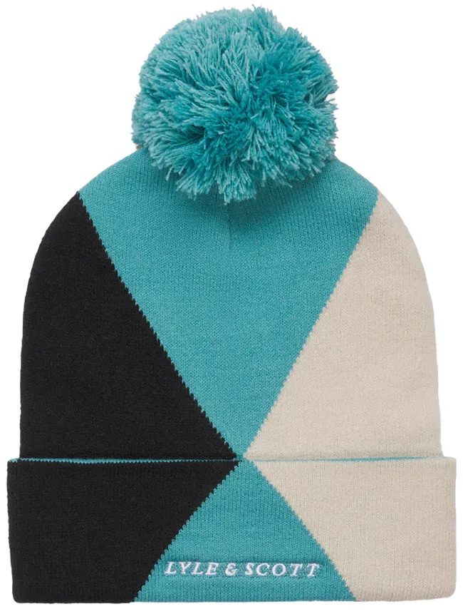 Lyle and Scott Accessories Argyle Bobble Beanie Alpine Sky