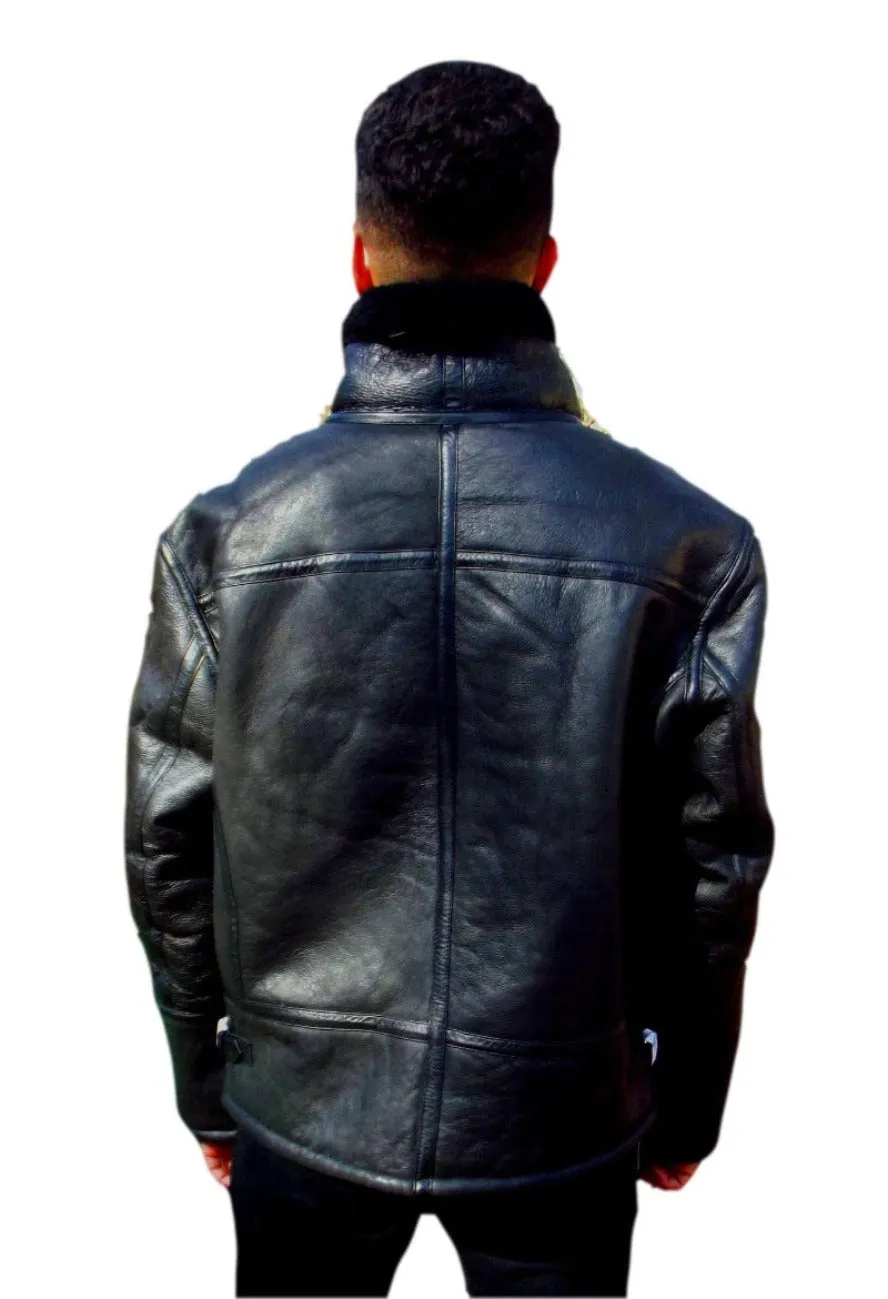 Mens Black Shearling Leather Jacket