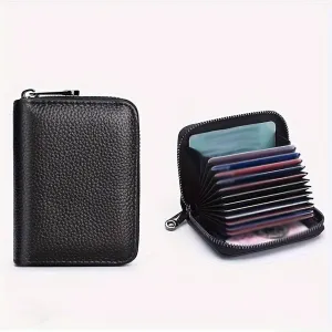 Men's Compact RFID-Safe Wallet - Secure Anti-theft Zippered Card Holder, Perfect for Office Work