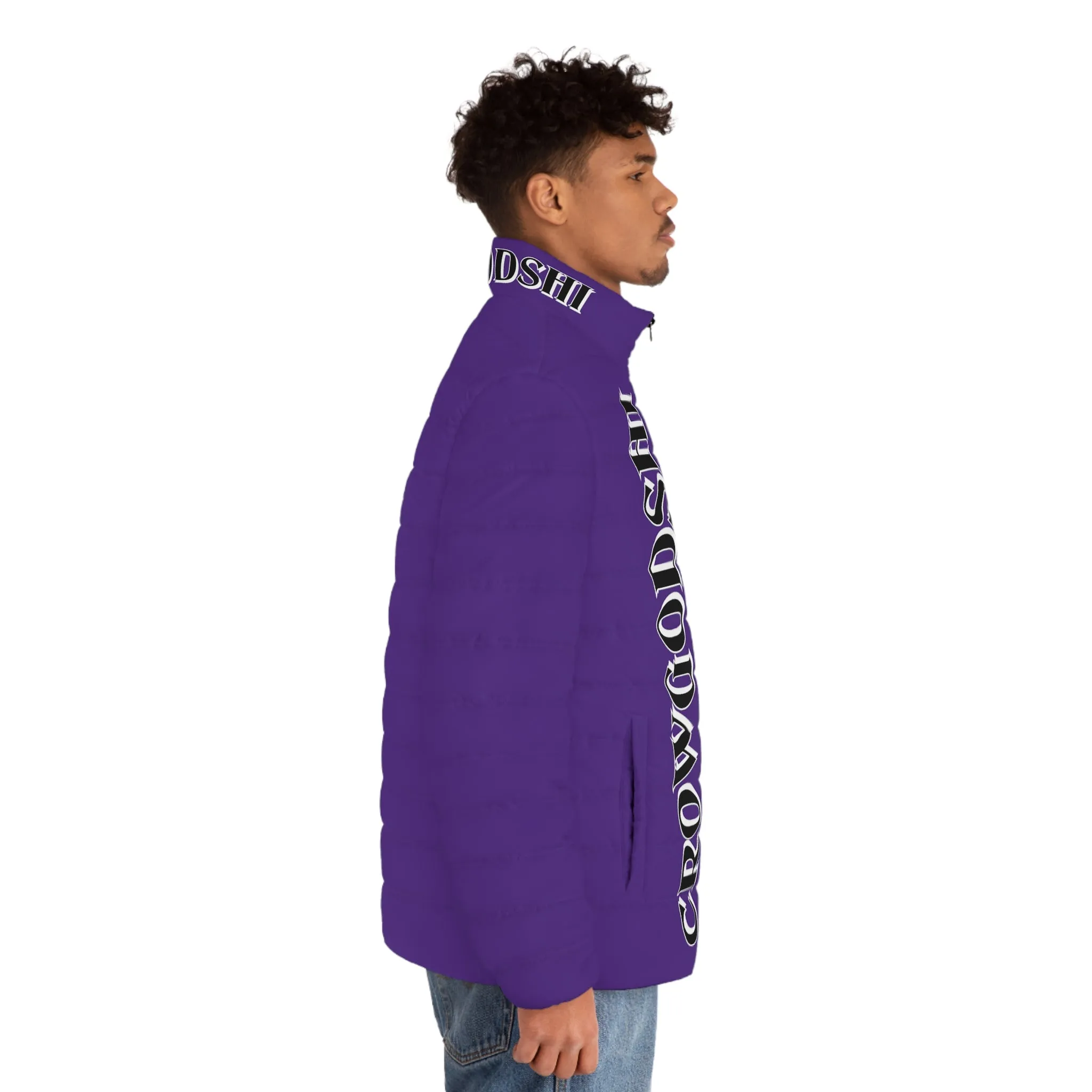 Men's CROWGODSHI Puffer Jacket, PURPLE