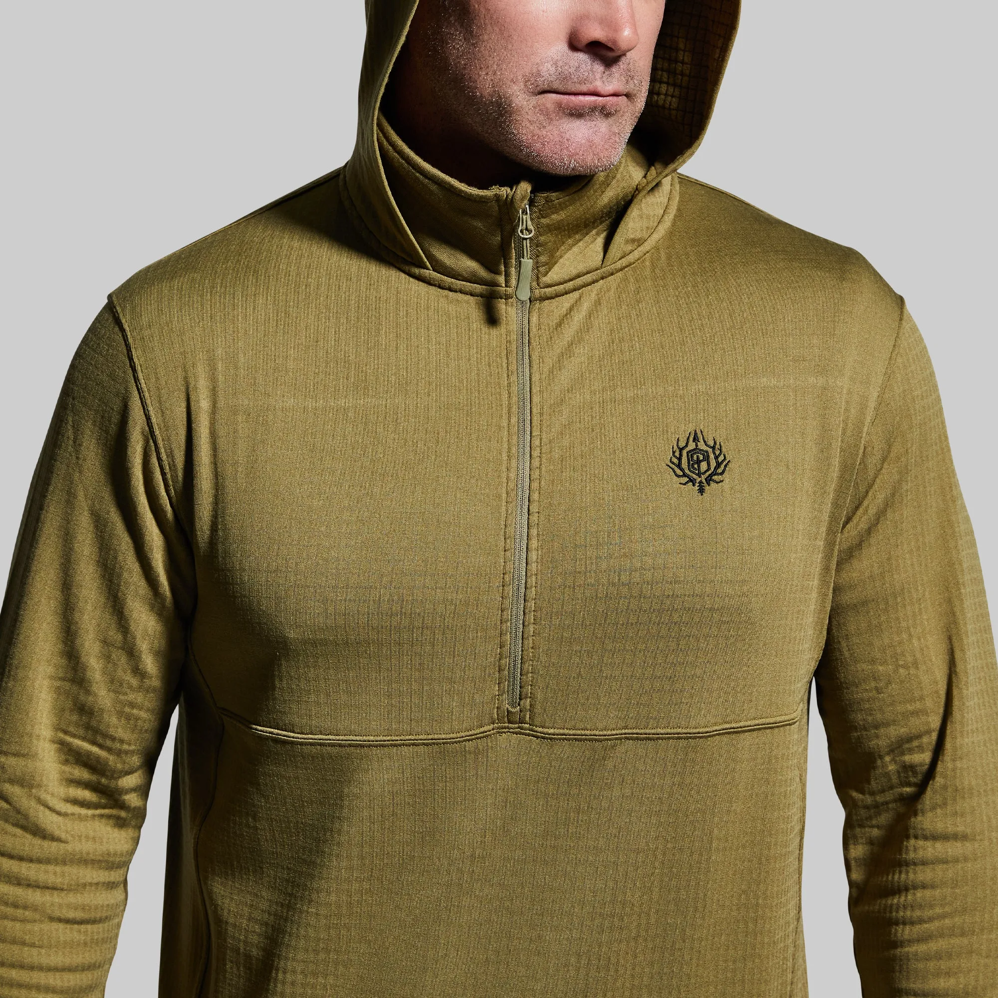 Men's Quiver Half Zip Hoodie (Deep Moss)