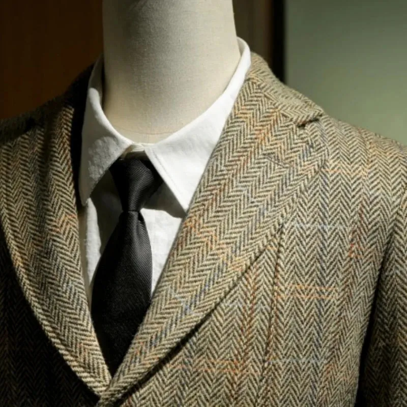 Men's Tweed Norfolk Jacket - Safari Style Vintage England Suit