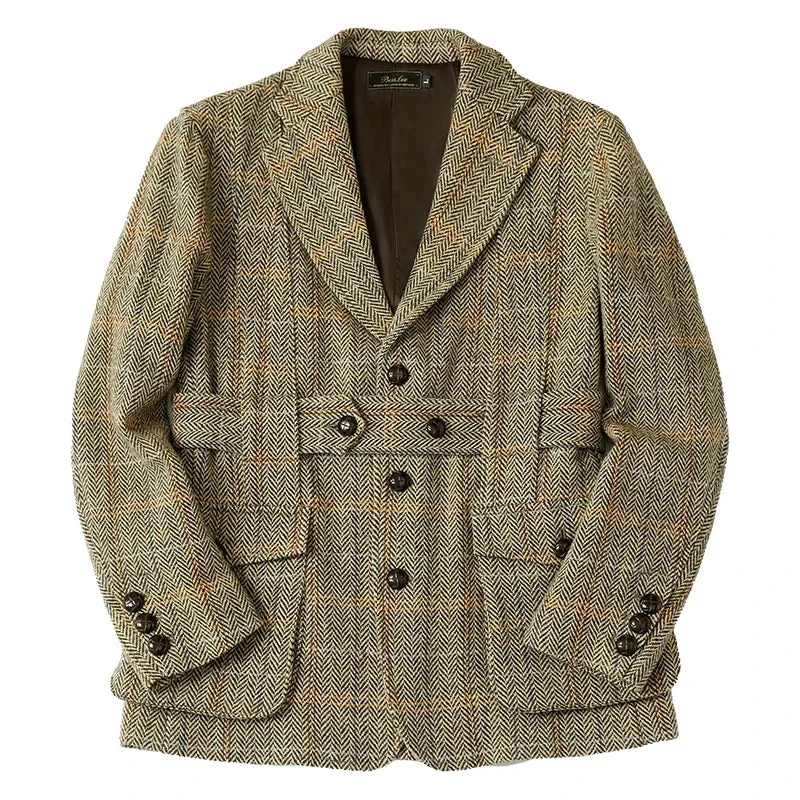 Men's Tweed Norfolk Jacket - Safari Style Vintage England Suit