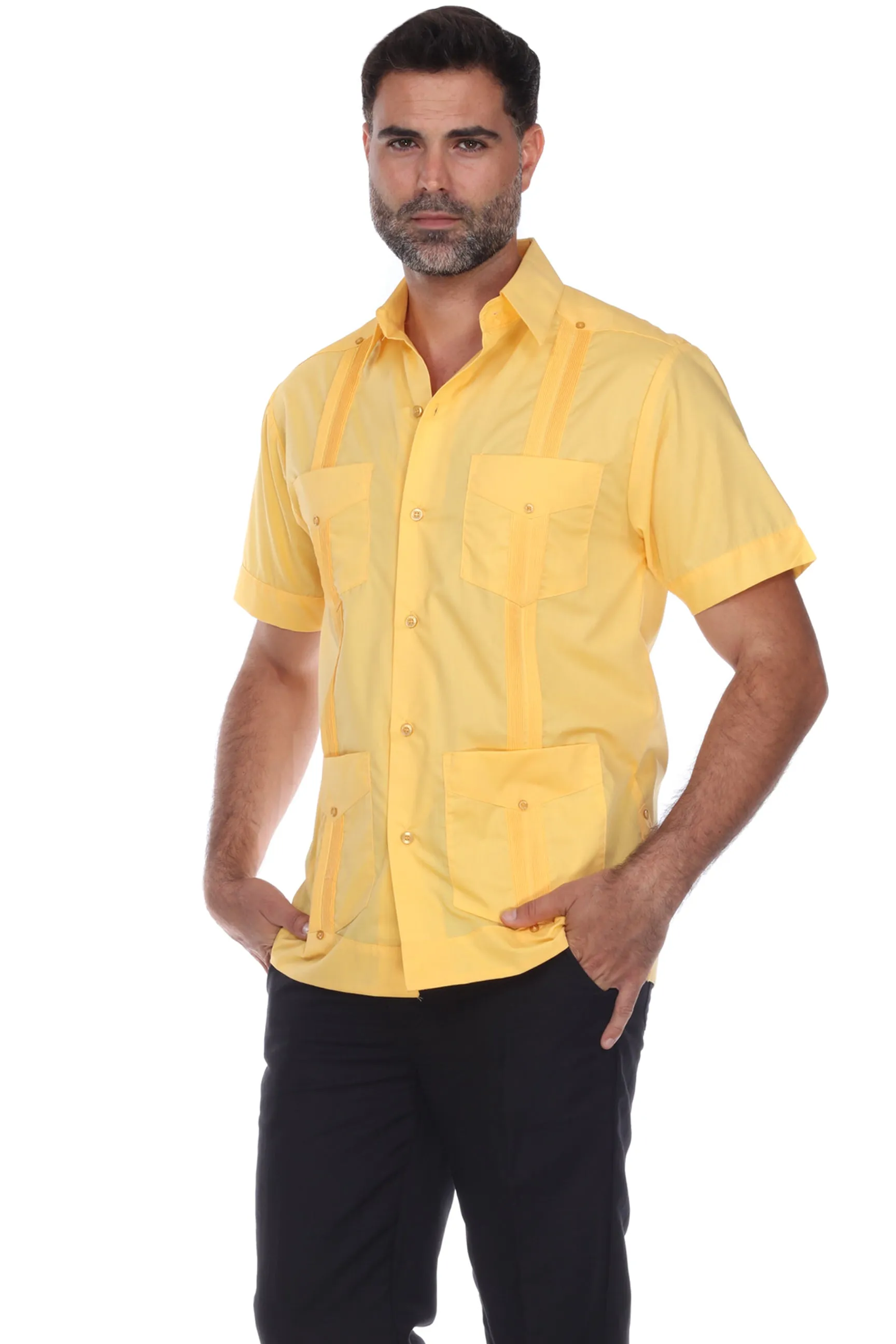 Mojito Collection Guayabera Shirt Classic Poly Cotton Blend Short Sleeve