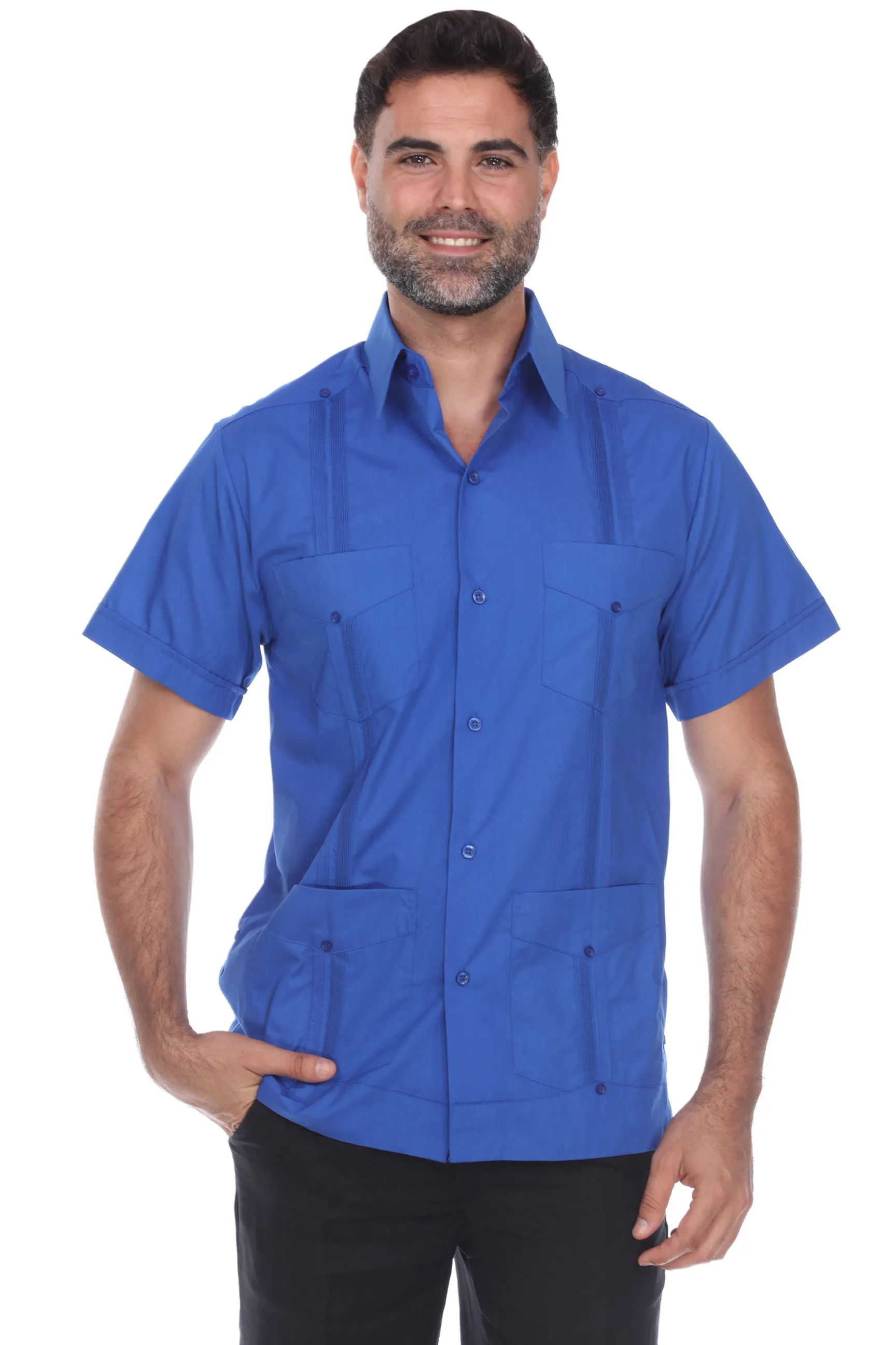 Mojito Collection Guayabera Shirt Classic Poly Cotton Blend Short Sleeve